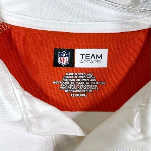 Two *NFL Team Apparel XL Denver Bronco Polo Shirts (Orange Spellout & White) - Picture 7 of 9